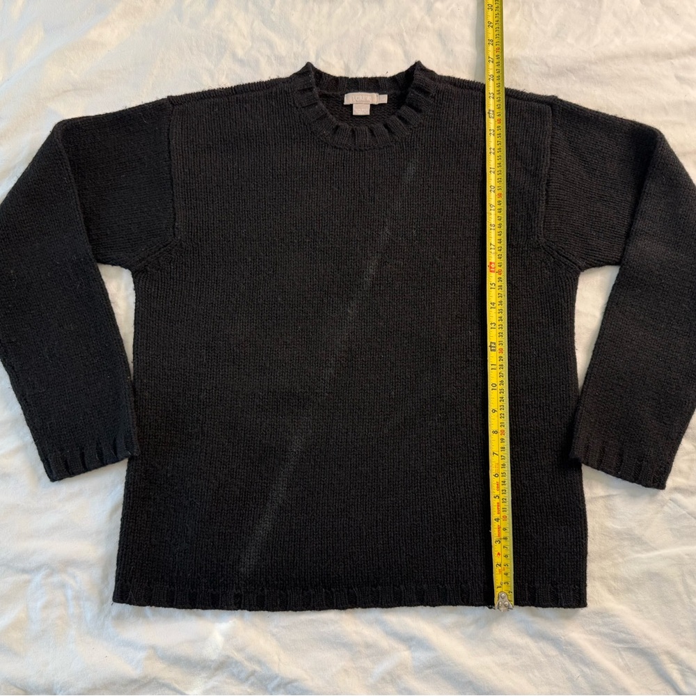 J.Crew Black 100% Wool Crewneck Sweater Women’s M Classic Minimal Knit - Picture 9 of 12